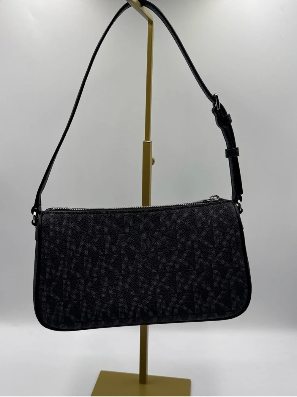Michael Kors Black/Charcoal MK Logo Shoulder Bag